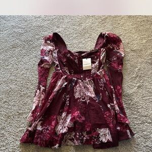 Bardot Burgundy Floral Midi Dress